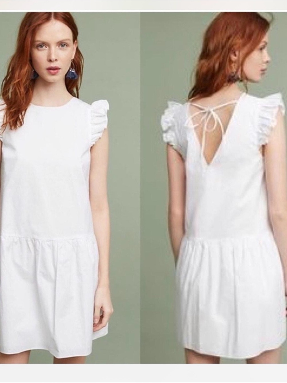 Maeve by Anthropology Sadie Poplin White Mini Dress Bridal Littlewhitedress M
